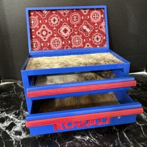 Vintage Cowgirl Jewelry Box red/blue